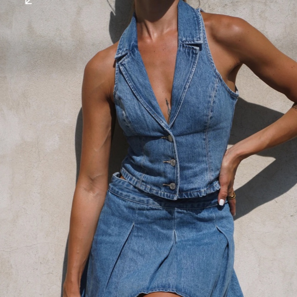 Meshki Vivienne Denim Vest - 70'S Blue